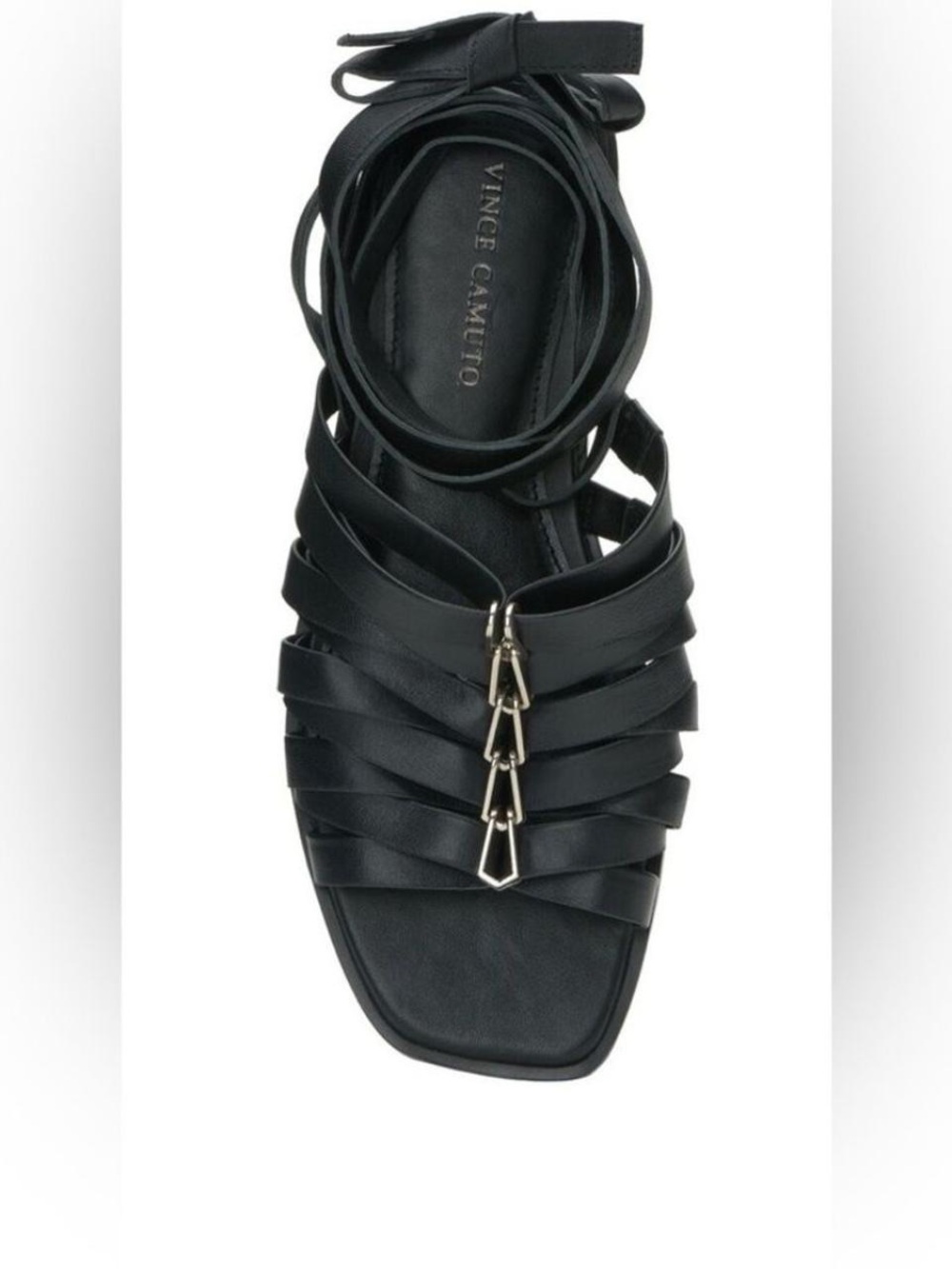 Vince Camuto Black Levelin Leather Lace-Up Black Sandals - Picture 3 of 10